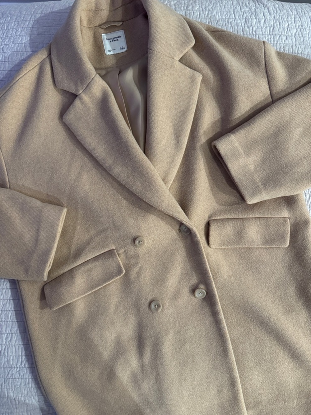 Abercrombie Wool Blend Coat Light Brown Oversized